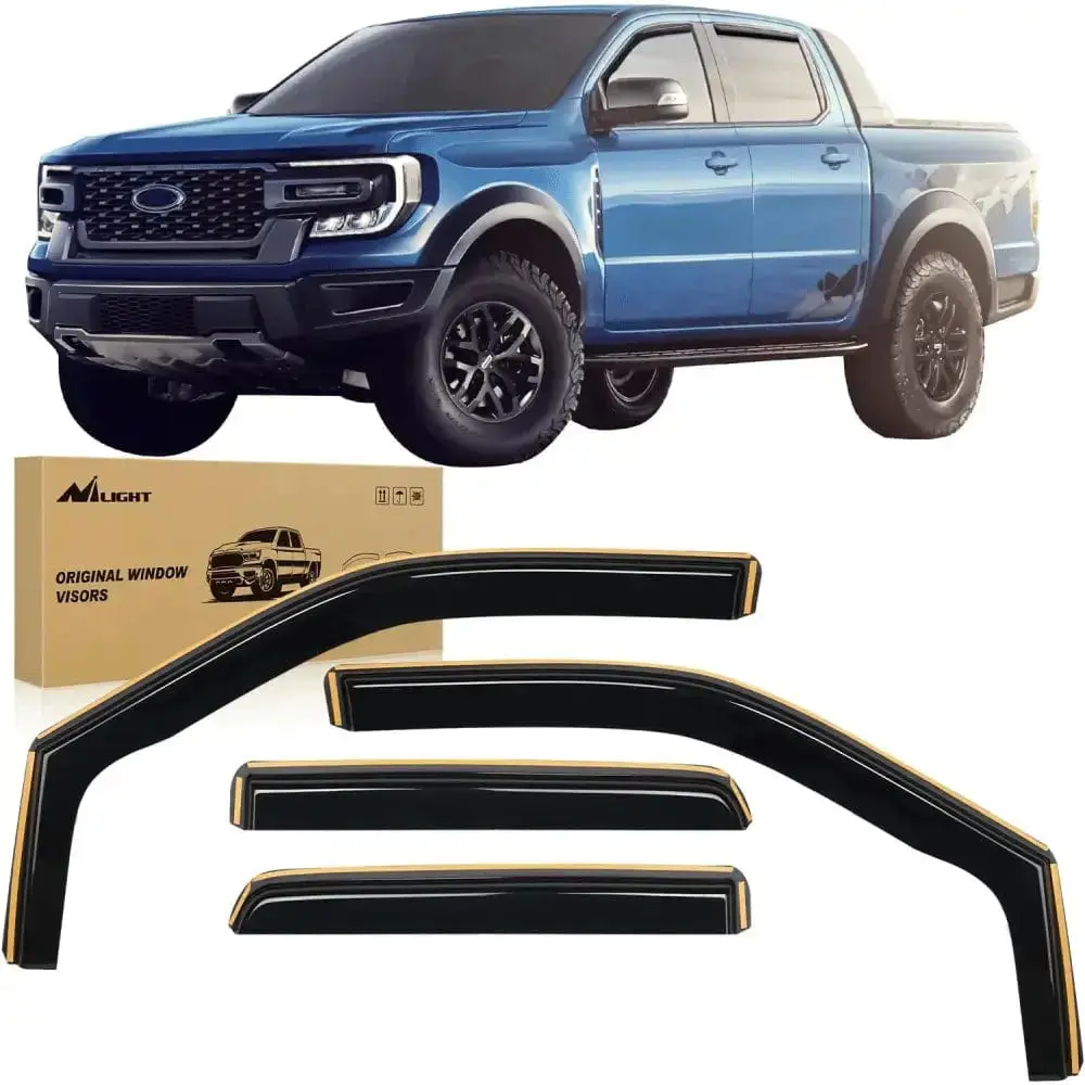 Nilight 4-Pcs Acrylic Rain Guards for 2015-2023 Ford F150 SuperCrew, 2017-2023 SVT Raptor SuperCrew, Includes 12-Pcs Clips, 78-Inch Size, 12-Month Support