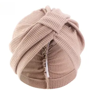 Knit Turban Head Wrap -Cross Knot Turban Head Wrap, Soft Waffle Knit Chemo Cap, Stretch Hair Cover for Women, Multi-Color  Ideal for Daily Wear, Chemo, Hair Loss, Sleep, and Stylish Head Covering