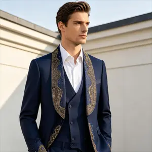 Two-Tone Rhinestone Tuxedo Set, For Men Who Want Details Without Flash # mens English suit