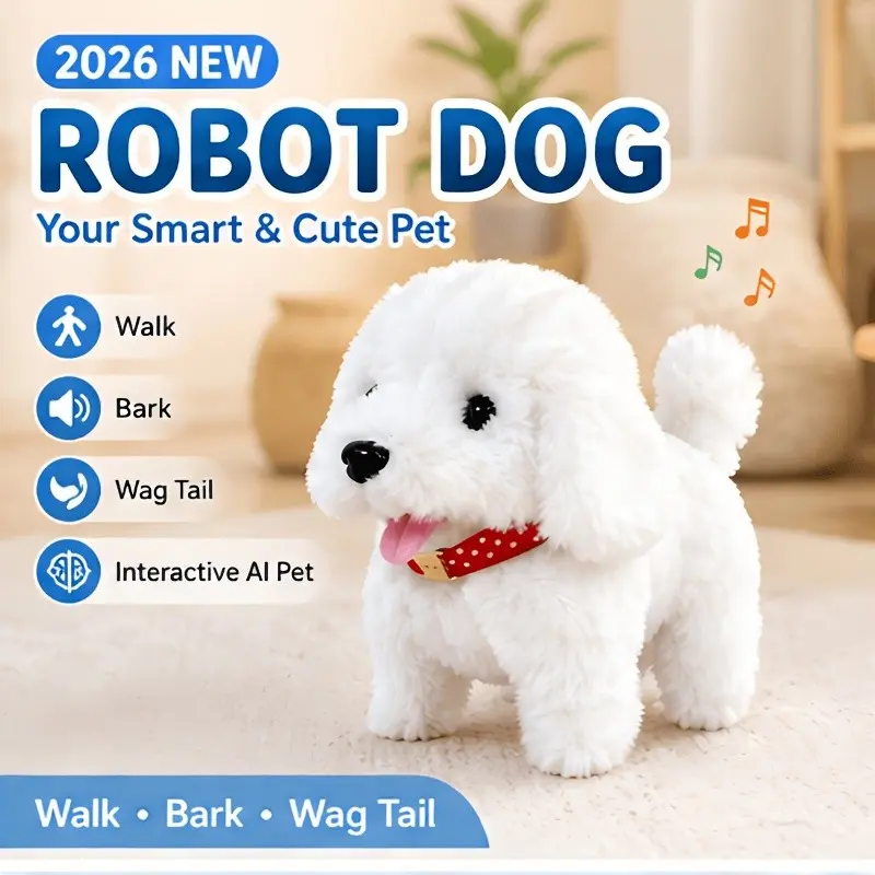 2026 New Realistic Robot Dog Toy, Interactive Plush Puppy, Walks, Barks And Wags Tail, Smart AI Electronic Pet Toy, Cute Stuffed Dog Gift for Boys & Girls, Birthday Halloween Christmas Gift