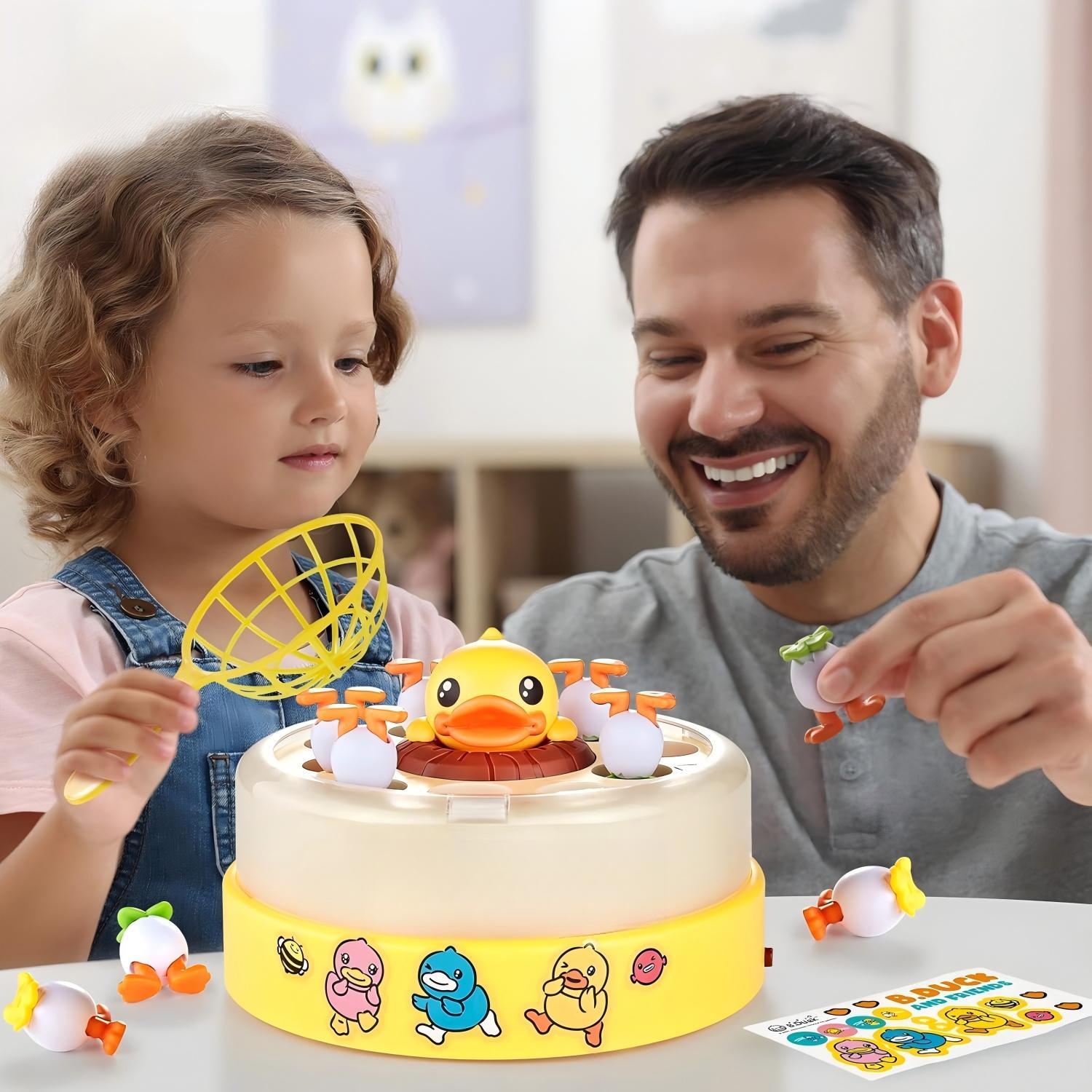 Electric Jumping Duck Catch Game, Parent-Child Interaction Two-Player Puzzle, Focus-Training Reaction Table Game, Suitable for Ages 3+, Includes Box