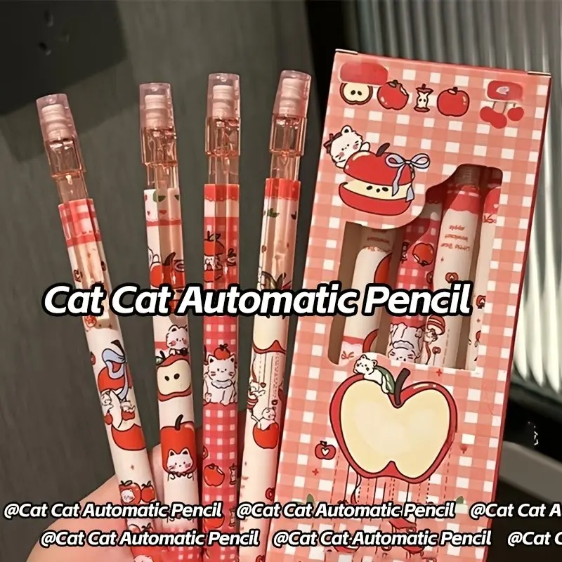 4pcs/set Retractable Automatic Pencil with Eraser, Stationery Supplies, Back-To-School or Party Gift, Fashion Writing Tool, Durable Plastic
