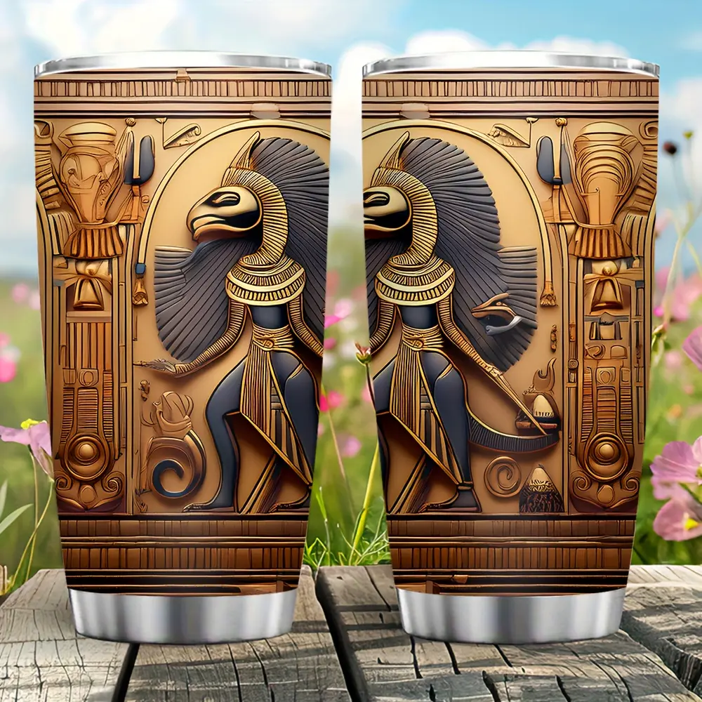 A vacuum insulated cup in ancient Egyptian style, a great gift. Suitable for both hot and cold beverages, stylish and durable for everyday use. An ideal choice for holidays and special occasions
