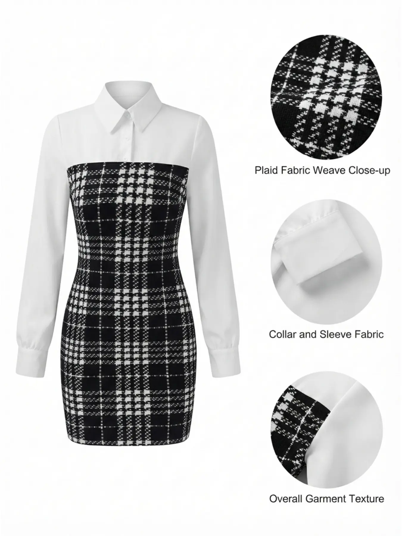 Women Lapel Plaid Long Sleeve Midi Dress, Patchwork Lantern Sleeve Elegant Fall Winter Dress, Figure‑Flattering Vintage Plaid Dress, Versatile Outfit for Office Date Night Party Daily Wear