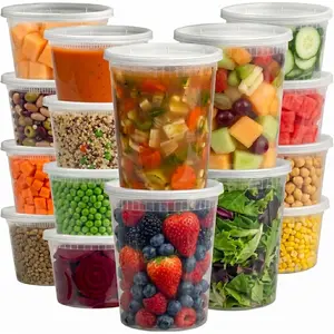 16 Sets Deli Containers with Lids – 16oz & 32oz – Leak Proof, Microwaveable, Dishwasher & Freezer Safe – Plastic Food Storage & Soup Containers