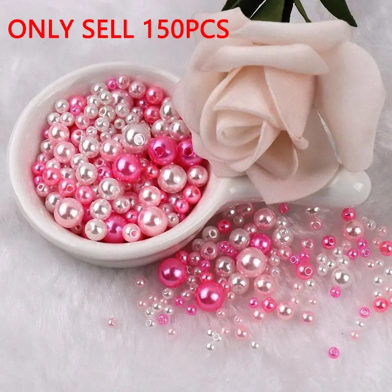 Pearl-like beads, double-hole round loose decorative beads, suitable for making accessories for DIY products.