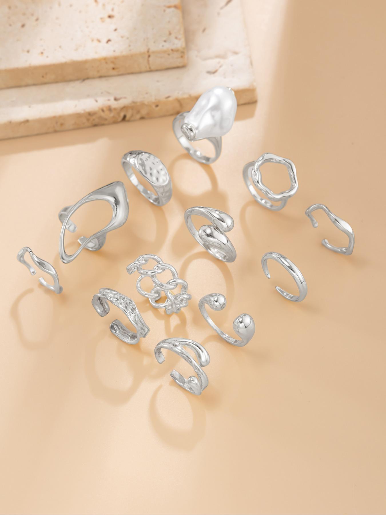 Women's Geometric Rings Set, Stacking Ring Set, Stackable Rings, Zinc Alloy Jewelry for All Seasons, Casual Style Daily & Party Wear, Elegant Gift for Women