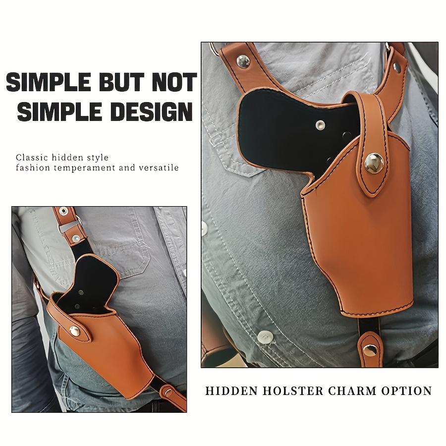Vertical Shoulder Back with Double Cartridge Clip Pouch, Men's Adjustable Concealed Carrying Shoulder Back Holster
