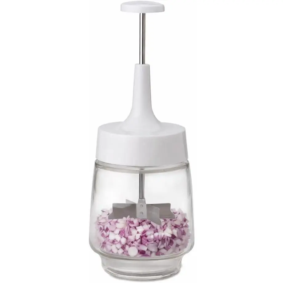 Old Fashioned Onion Chopper, Glass, 18/8 Stainless Steel Plane-Edge Blades For Onions, Eggs, Product, Nuts