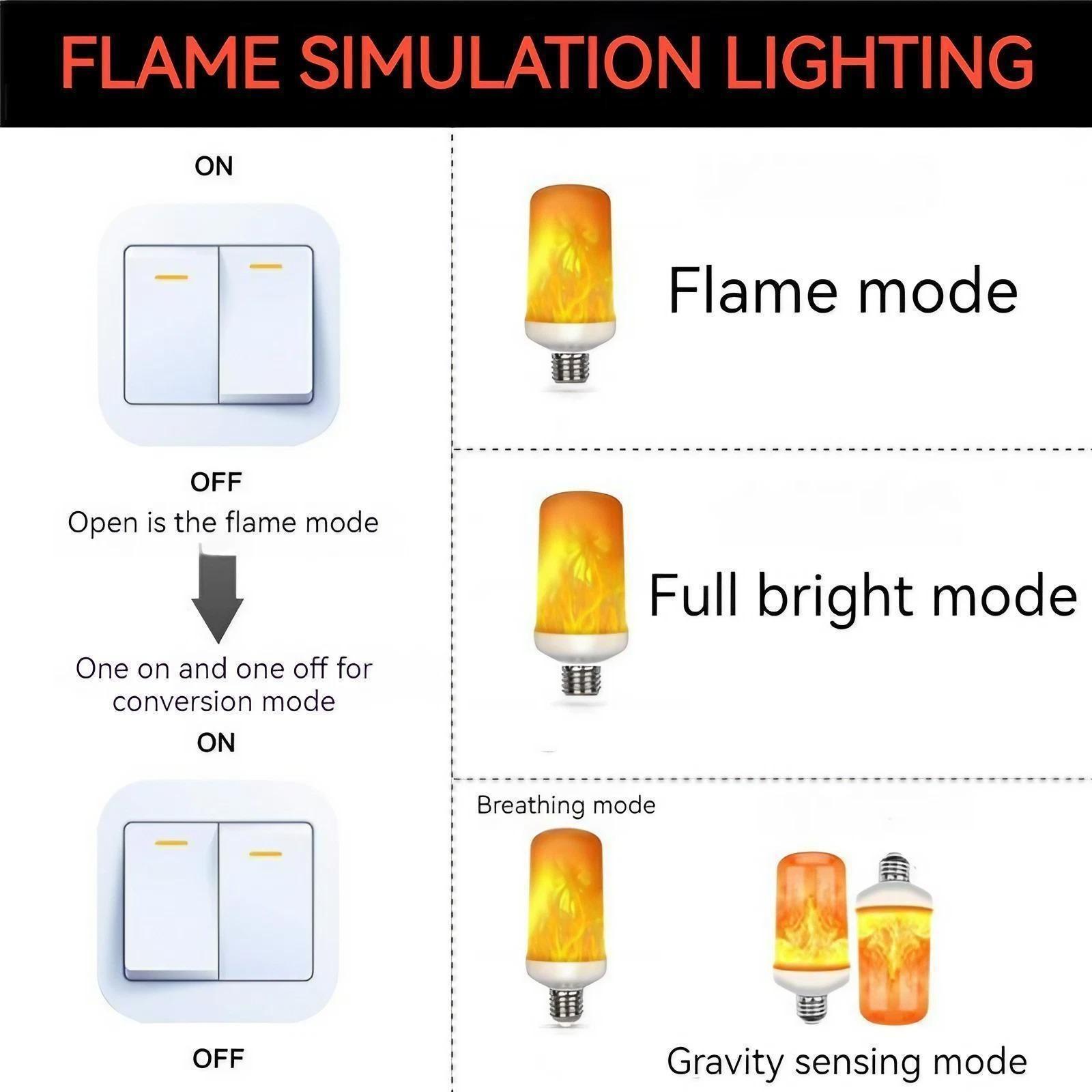 E27 Base Simulation Flame Effect LED Bulb, Gravity Sensor LED Bulb with 4 Modes, Decorative Light Bulb for Home Party, Dynamic Led Lights