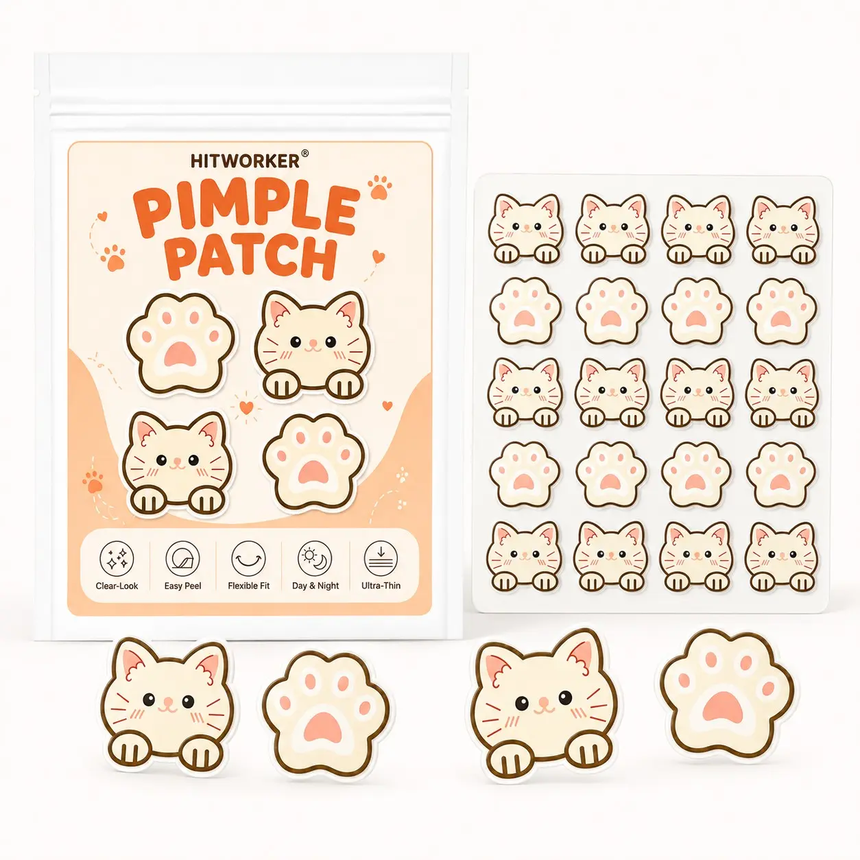 100pcs Pimple Cover Patches, Clear-Look Hydrocolloid Beauty Patches, Day and Night Use, Easy Peel Spot Cover, Skin Care Solution