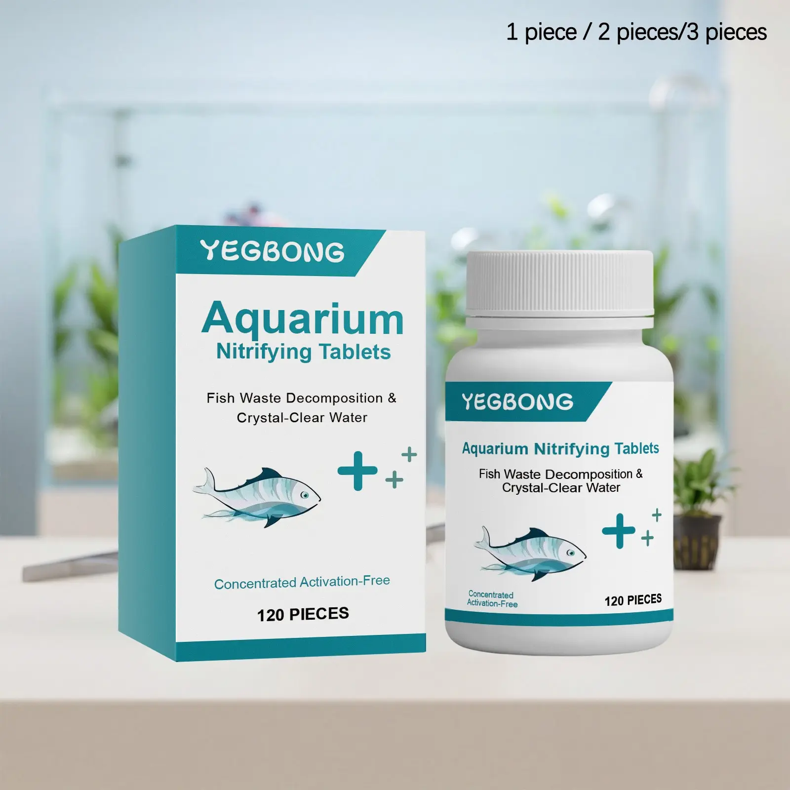 Aquarium Cleaning Tablets (120 Pieces), Clear Water, Fish Tank Water Purification, Quick Dissolution, Daily Portable Cleaner