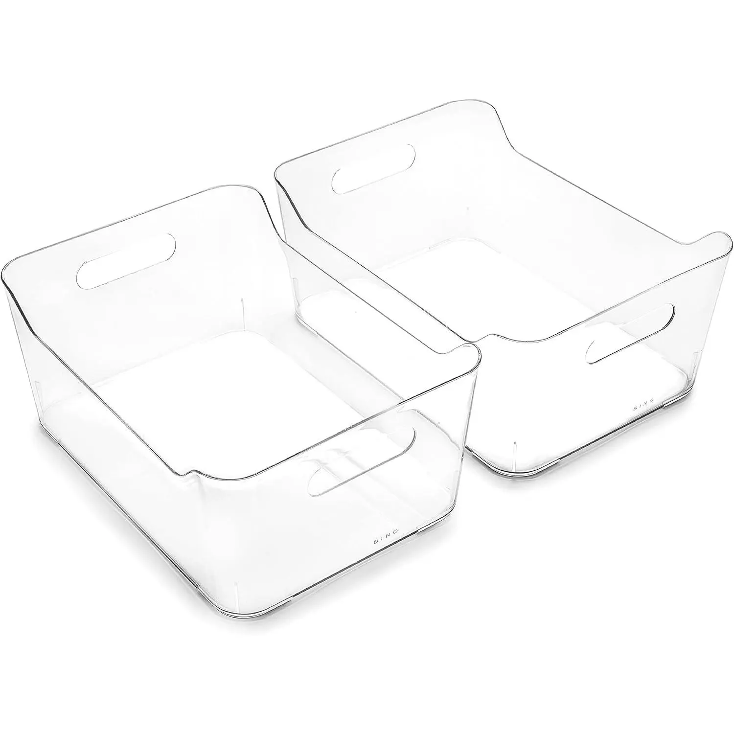 Plastic Storage Bins, Large - 2 Pack, Clear, Pantry Organizers and Storage Containers, Fridge Organizer Bins, Kitchen Cabinet Organizer, Medicine Cabinet Bin