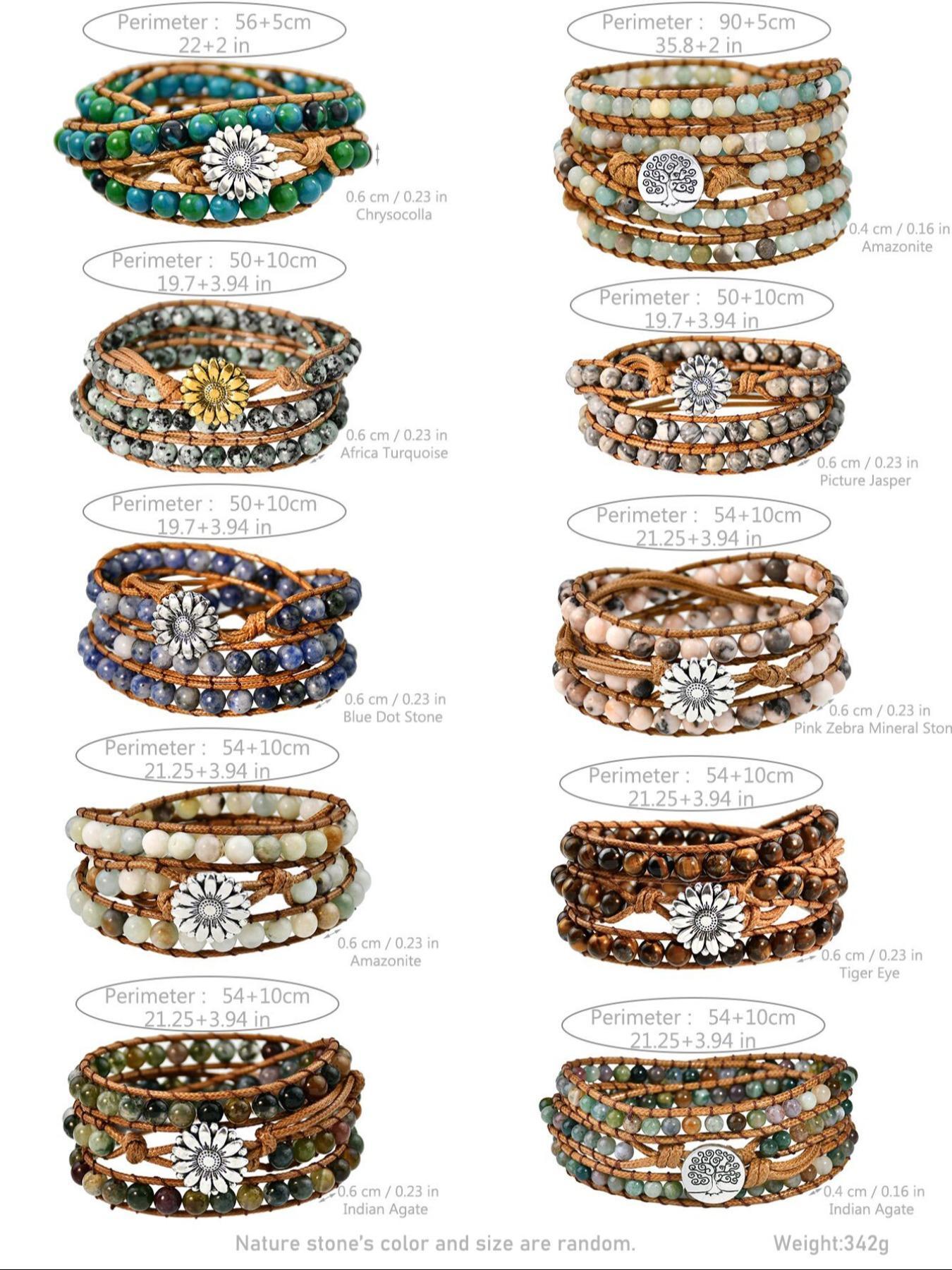 Boho Style Natural Amazonite Beaded Bracelet, Tree Of Life Charm Braided Bracelet for Women & Men, Fashion Jewelry Accessories for Daily Wear, Gift Ideas for Women