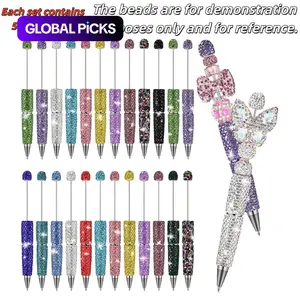 Luxury Diamond Beaded Pen Set, Ballpen Set, Ball Point Pens, Full Drill Fashion Beaded Pens, DIY Craft Tools, Creative Writing Instruments, Beadable Pens, Sparkling Colorful Drills, All-Drill Design #GLOBAL PICKS