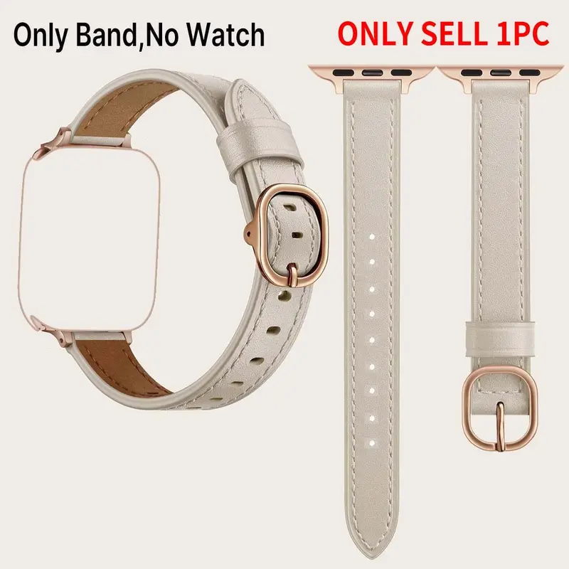 Faux Leather Watch Band for Apple Watch (Band Only), 1 Count Adjustable Replacement Watch Band for Women, Ultra-thin Soft Watchband For Smart Watch iWatch, Smartwatch Strap, Smart Watch Straps, Smartwatch Accessory