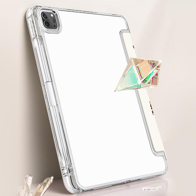 Vintage Stylish Seek First God's Kingdom iPad Folding Stand Case, Transparent Acrylic Hard Back with Pencil & Charger Slots, for iPad 10.2 inch 2019/2021, Mini, Pro, Air, Scratch-Resistant Ultra-Thin, Shockproof Full Protection Case, Tablet Accessories