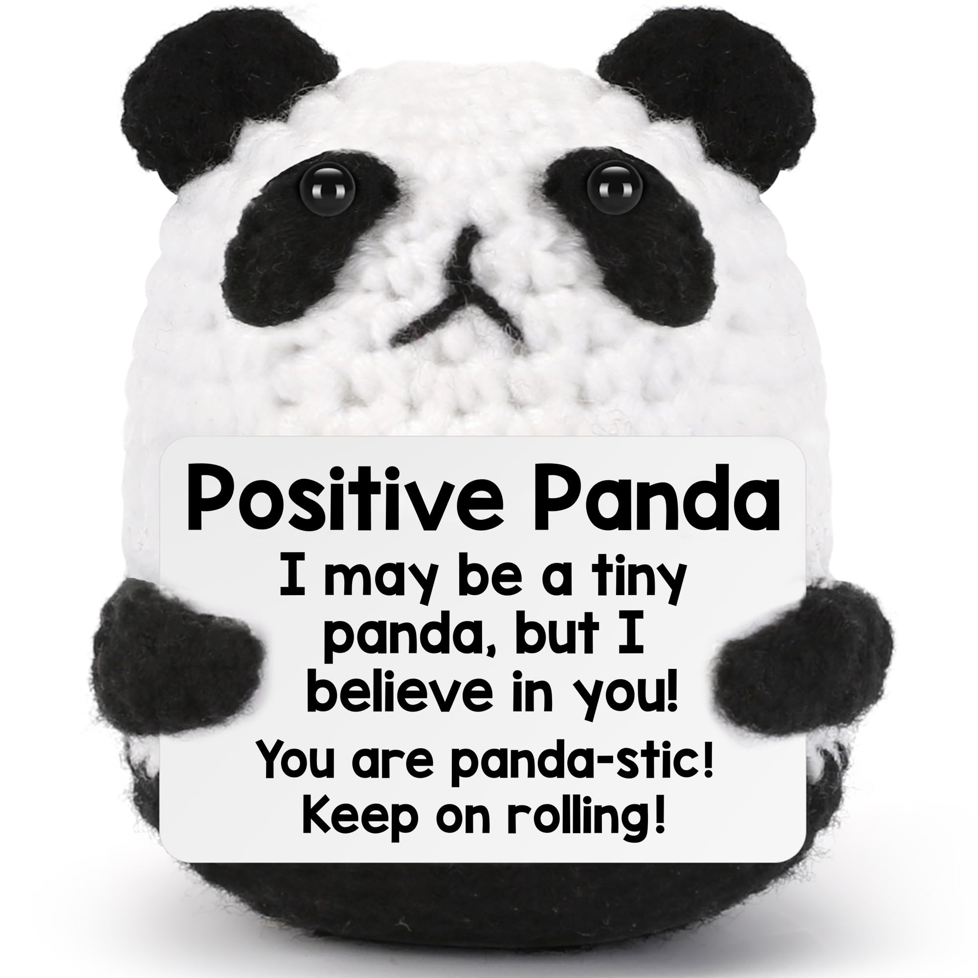 Handmade Crochet Panda Emotional Support Plush, Soft Mini Stuffed Animal, Cute Stress Relief Toy, Portable Desk & Home Decor Companion, Ideal Gifts for Women Men Teacher, Birthday & Teacher Appreciation Presents, Easter Basket Stuffers & Egg Fillers