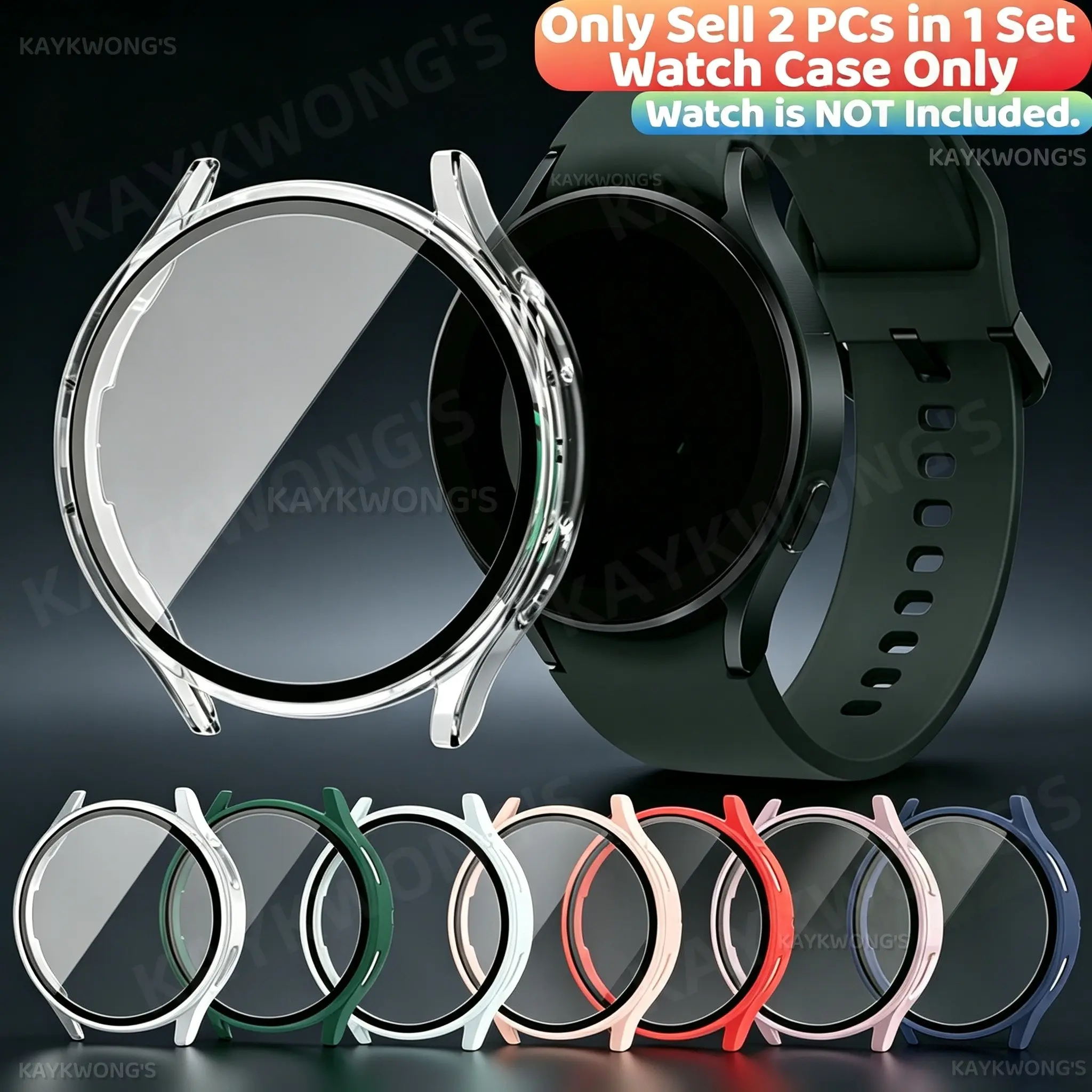 KAYKWONG'S 2 Piece Protective Case Watch Protector for Samsung Galaxy Watch 7, Compatible with 40mm/44mm Sizes, Unisex Design for Everyday Use, Multiple Colors Available
