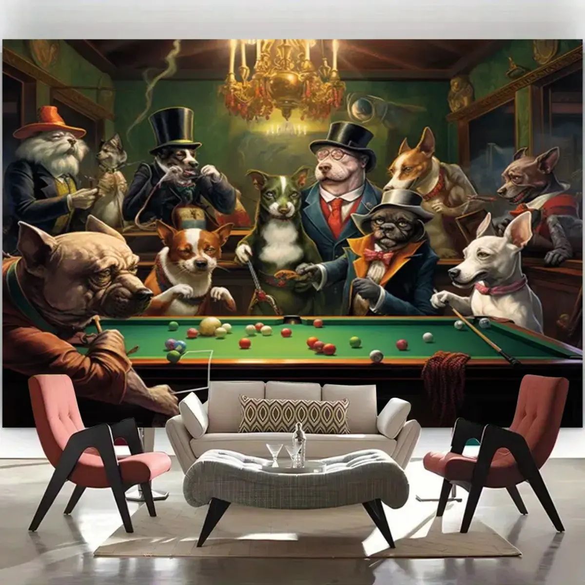 Vintage Polyester Dog-Themed Wall Poster - Vintage Art, Studio Prop, Festive Home Decor for Billiard Space Furnishings, Wall Decor, Festive Look, Artistic, General Use