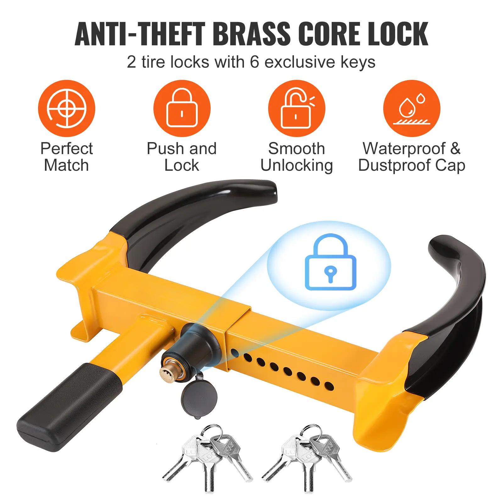 Wheel Lock,  2 Packs Universal Wheel Clamp Lock, Adjustable Anti Theft Trailer Lock Wheel Clamp, Heavy-duty Steel Tire Lock for ATV RV SUV Car Golf Cart Boats Motorcycles, with 6 Keys