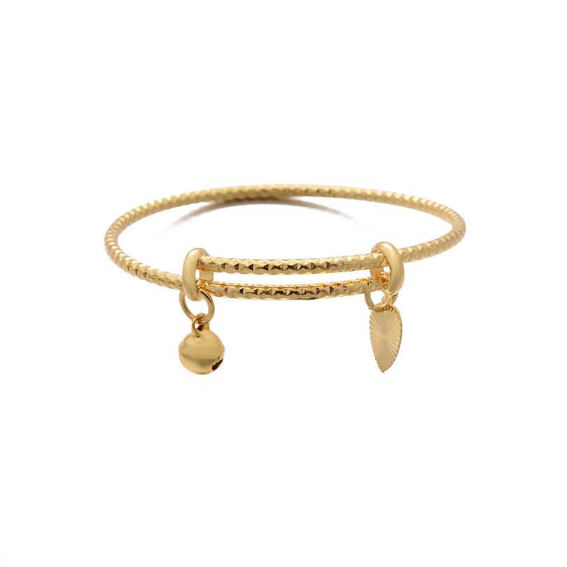 Gold Color Bangle for Girls/Baby/Kids Charm Gypsophila Bracelet Small Bell  Heart Jewelry Child Christmas Gifts