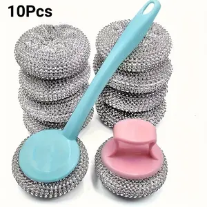 10 Pcs Nano Cleaning Sponge with Removable Handle,Includes Long and Short Handles Scratch Free Dishwasher,For Pots and Plates ﻿
