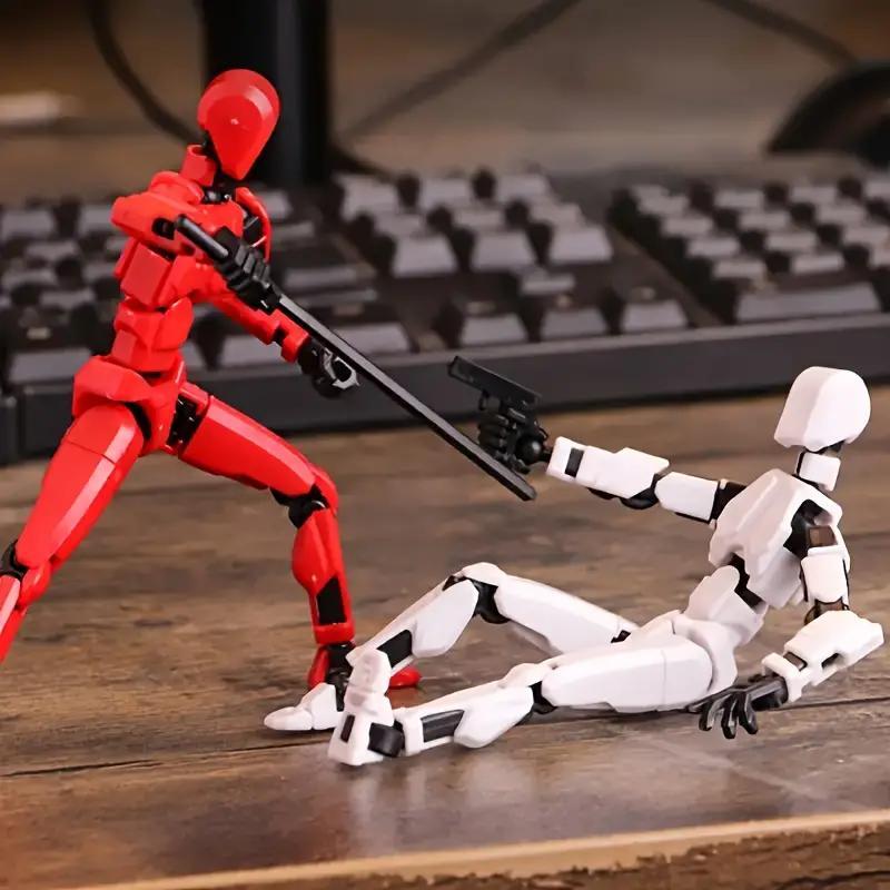 Action Doll Toy, 6-Count 3D Trend Toy Model Set, Articulating Figures, Action Figurine, Multi-Jointed Movable DIY Assembled Digital Man Figure, Realistic Desktop Decoration Ornament Handmade Grape Crystal Mochi Cute Toothed Plush Cigarette Box Keychain