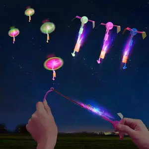 25 Sets LED Flying Set, 25 Slingshot+25 Glow Helicopter-50 Pcs, Flying Toy Outdoor Toys Glow in The Dark Party Supplies Party Favors  Kids 8-12,4-8