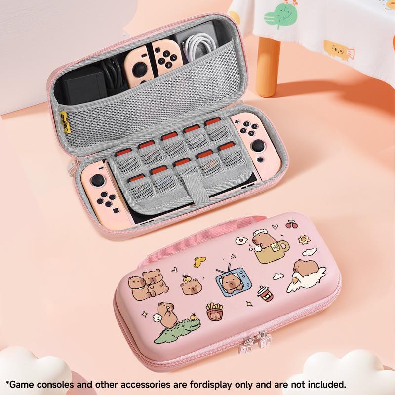Cute Cartoon Pattern Protective Case Set, Covers and Protection for Switch, Including Handle Case, Keycap, Storage Bag, Card Stand, Protective Case, Console Accessories
