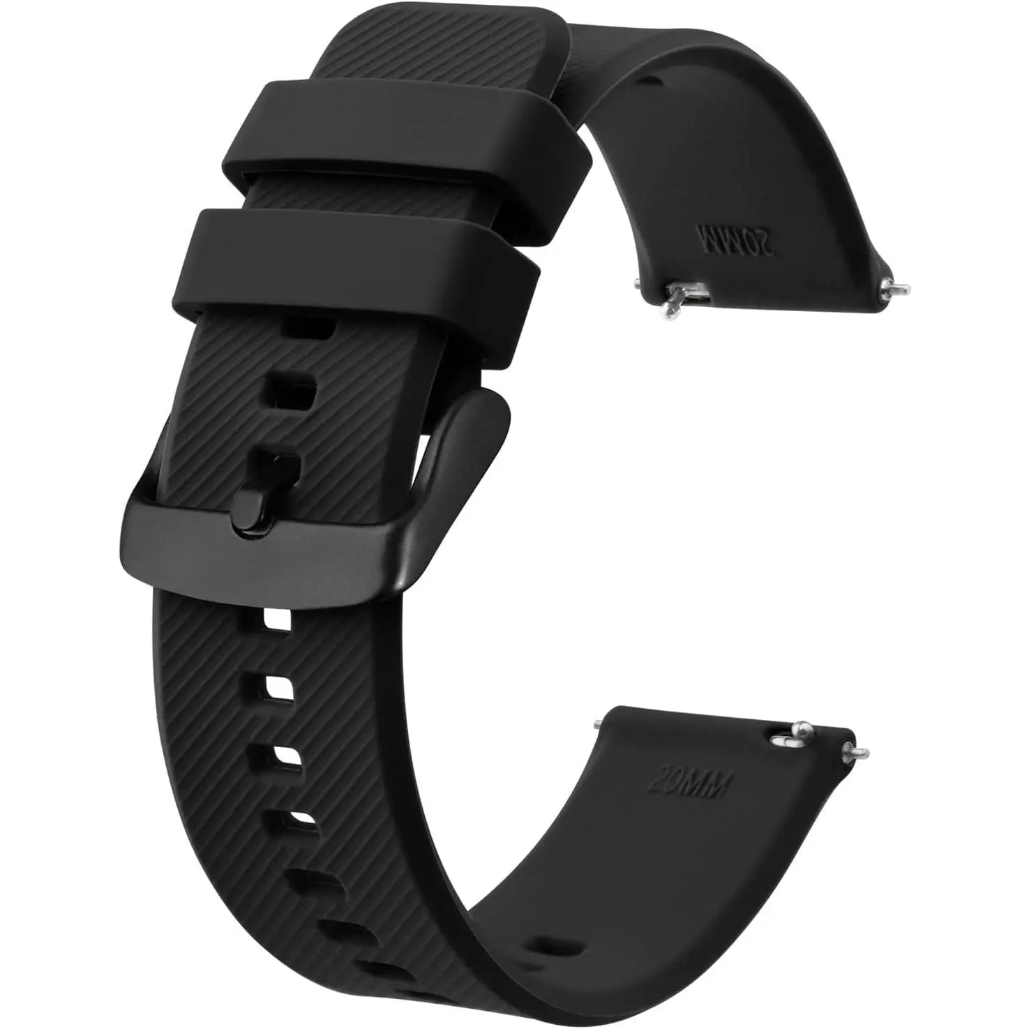 Watch Strap 20mm, Quick Release Silicone Watch Bands for Men Women (Black, Black Buckle) ,