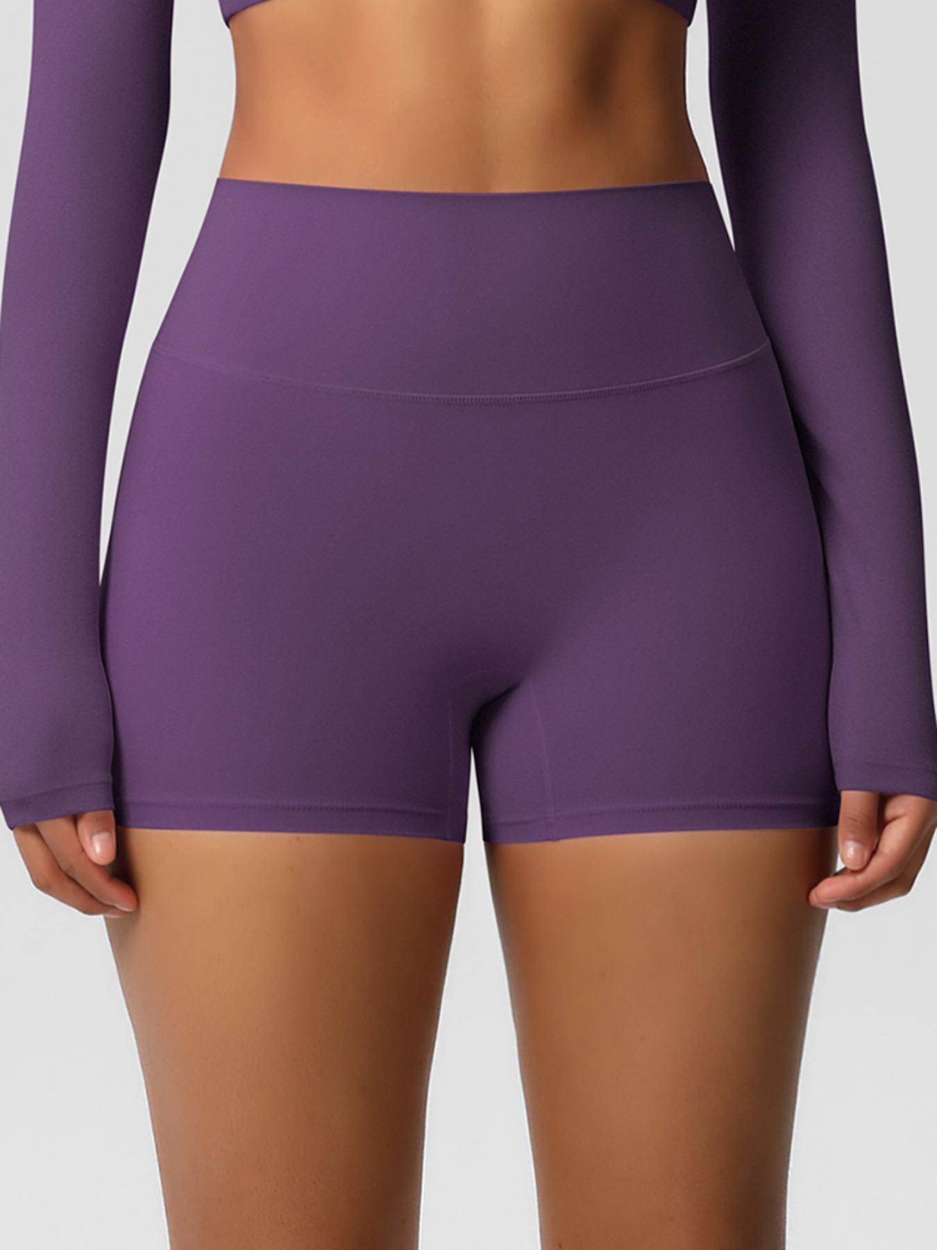 Women's Solid Color High Waist Sports Shorts, High Stretch Comfortable Breathable Tummy Control Butt Lifting Yoga Shorts, Ladies Sportswear for Indoor Outdoor Wear, Soft Stretch Shorts