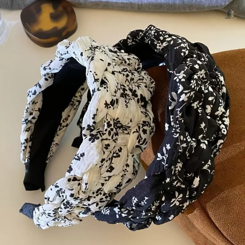 Women's Wide Floral Flat Headband, Sweet High Cranial Top Hair Accessory, Face Framing Versatile Outdoor Daily Head Hoop