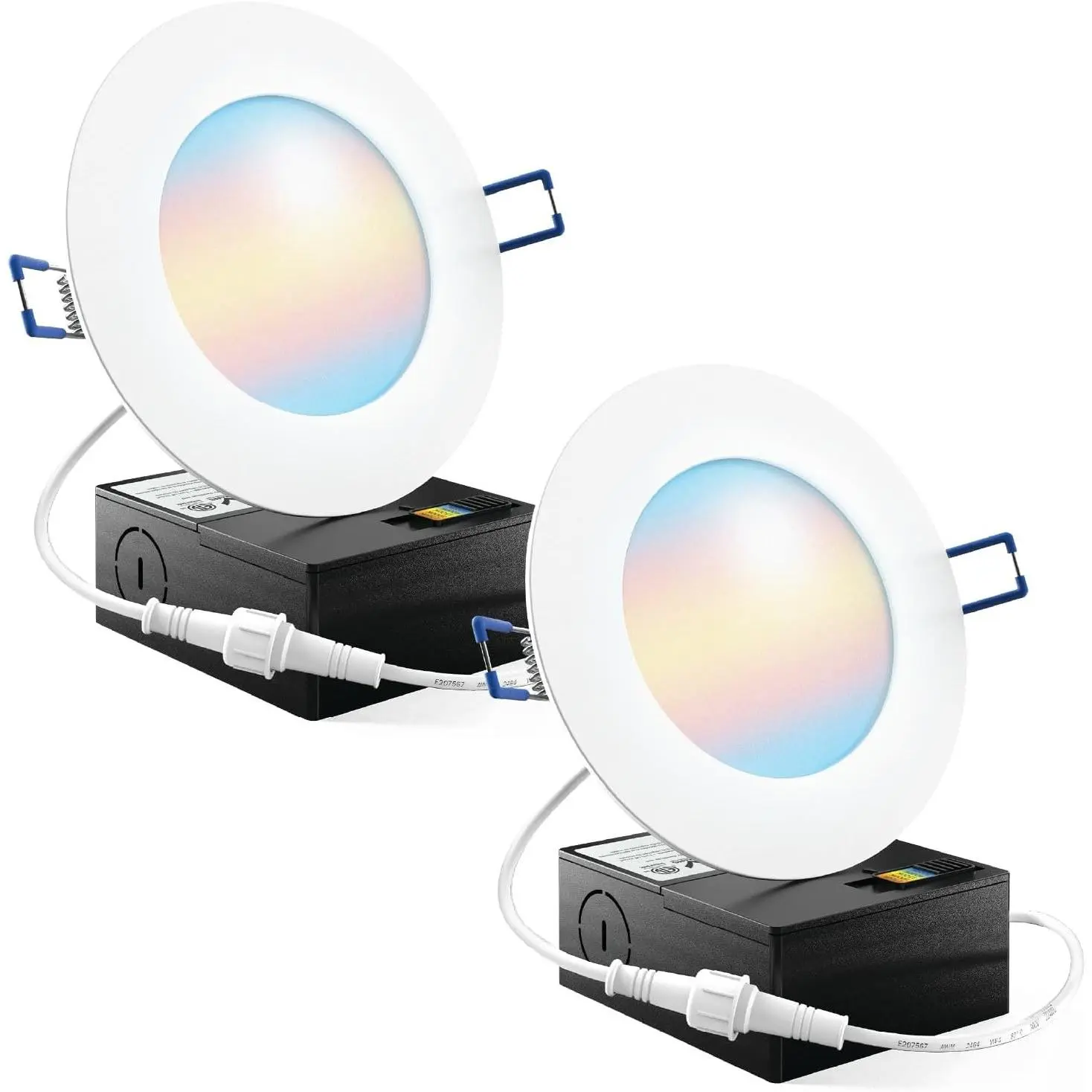 4 Inch LED Recessed Lights, Canless Ceiling Light Slim, 650 LM, 10W, Selectable CCT 2700K/3000K/4000K/5000K/6000K, Dimmable, Wafer Thin, with Junction Box ETL 2 Pack