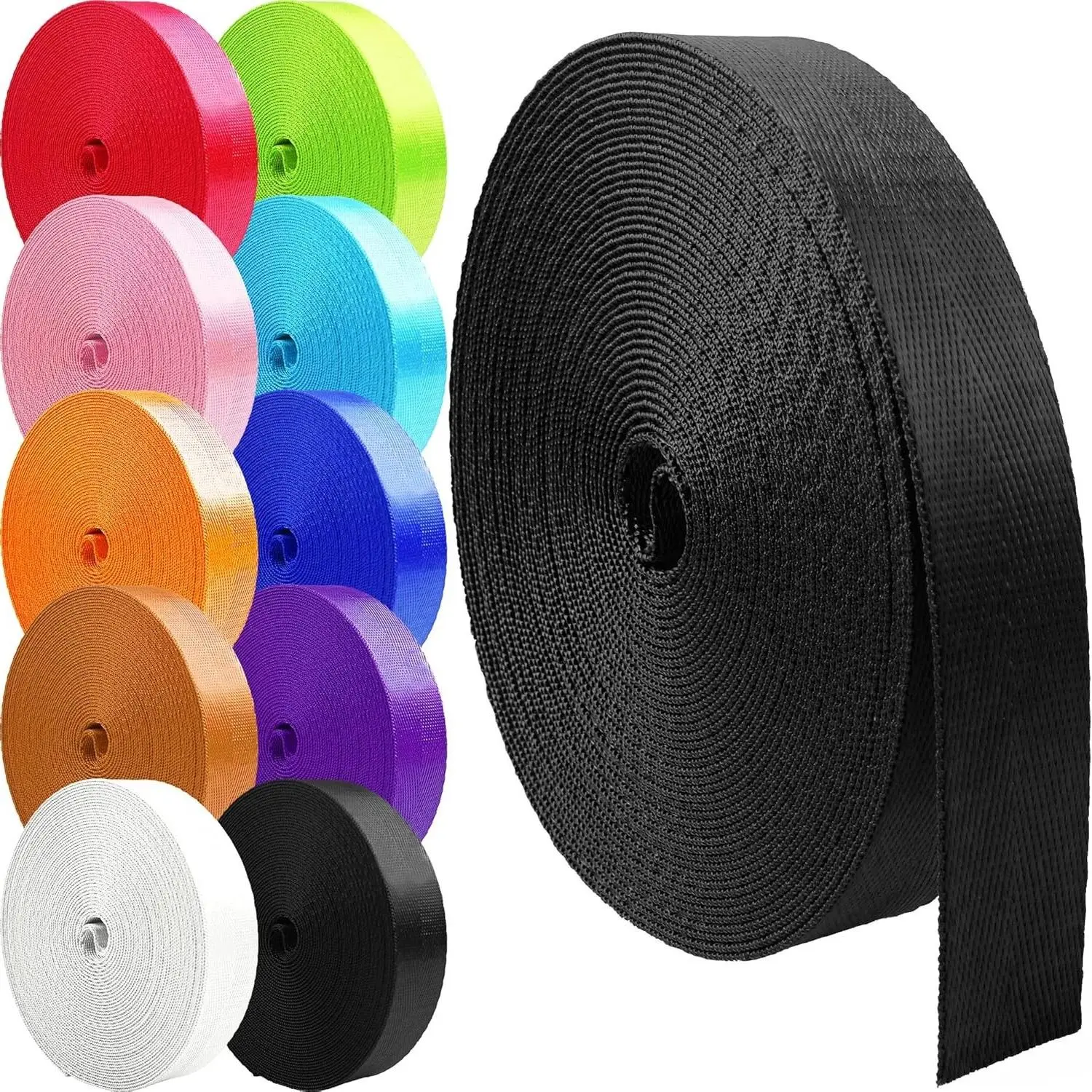 Nylon Webbing Strap 1 Inch 1.5 Inch 2 Inch for Backpack Straps Belt, 10 25 50 3.3 Yards Length Options
