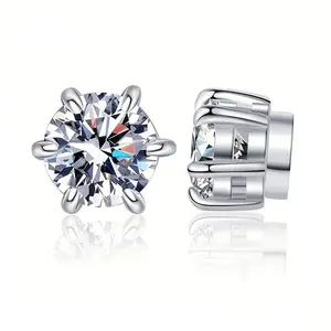 2pcs Moissanite earrings Magnetic Simple 2CT Moissanite earrings No need to pierce the ear Valentine's Day Mother's Day gift