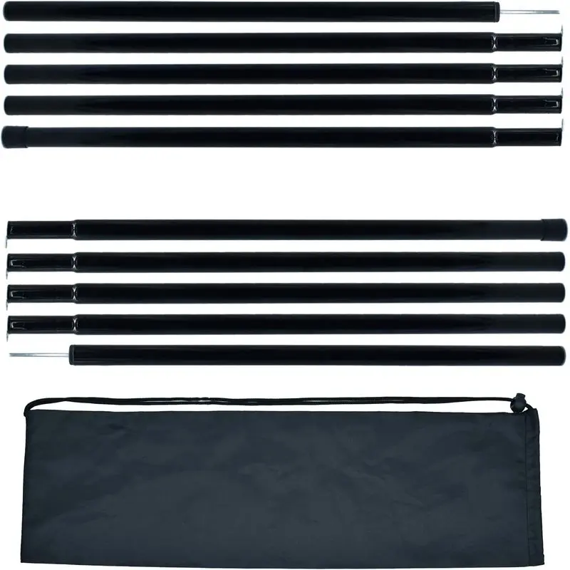 Outdoor activitiesAdjustable Tent Poles Steel Rods for Tarp Canopy Camping Replacement Set of 2 (Black)