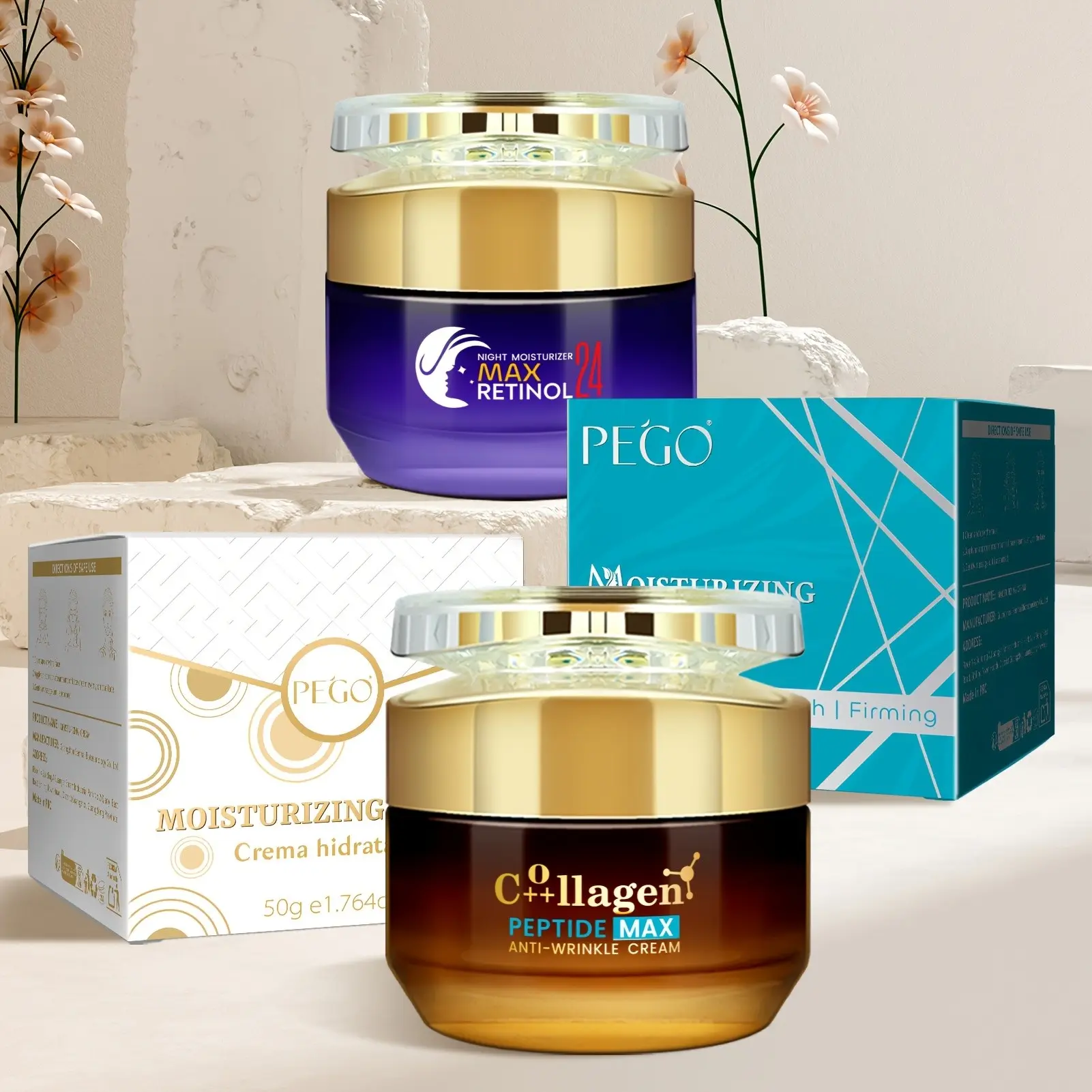 Retinol Night Cream and Collagen Day Cream Set, 50g+50g, Moisturizer, Suitable for All Skin Types, Easy to Apply, Daily Use, Face Cream Set