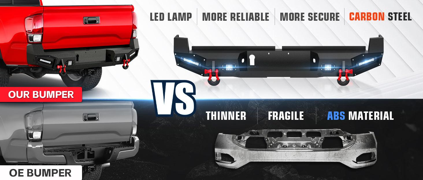 for Full Width Tacoma Truck Stuff Rear Bumper Compatible with 2016-2023 Toyota Tacoma 3rd Gen | Yzona