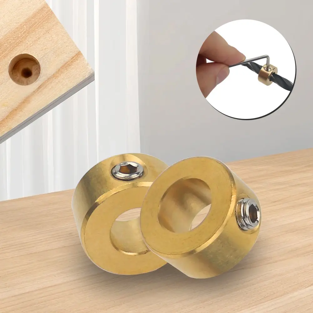 3-12 mm/0.118-0.472 inch Depth Controller With Hex Wrench Drill Brass Stop Ring Drilling Limit Ring Brass Depth Stop Ring Woodworking Drill Bit Accessory Position Distance Ring Locator