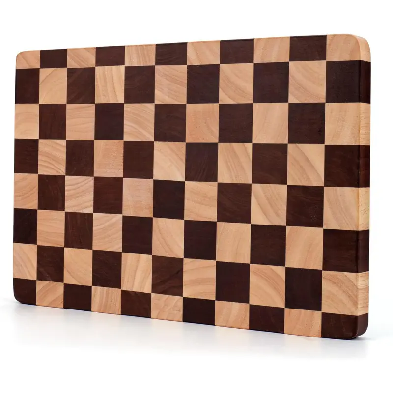 Checkered Cutting Board 15 x 10 in, Durable Cutting Boards, Wood Checkerboard Cutting Board for Kitchen, Wooden Serving Tray Charcuterie Board for Meat, Fruit, Cheese, Bread, Chopping Boards