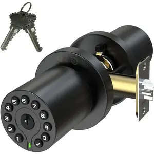IU-20 Code Door Lock,  Door Knob with Keypad and Key, Auto Lock, , Passage Function, Long  Life,50 Codes, Easy to use and Install for Office/Warehouse/Bedroom/Garage