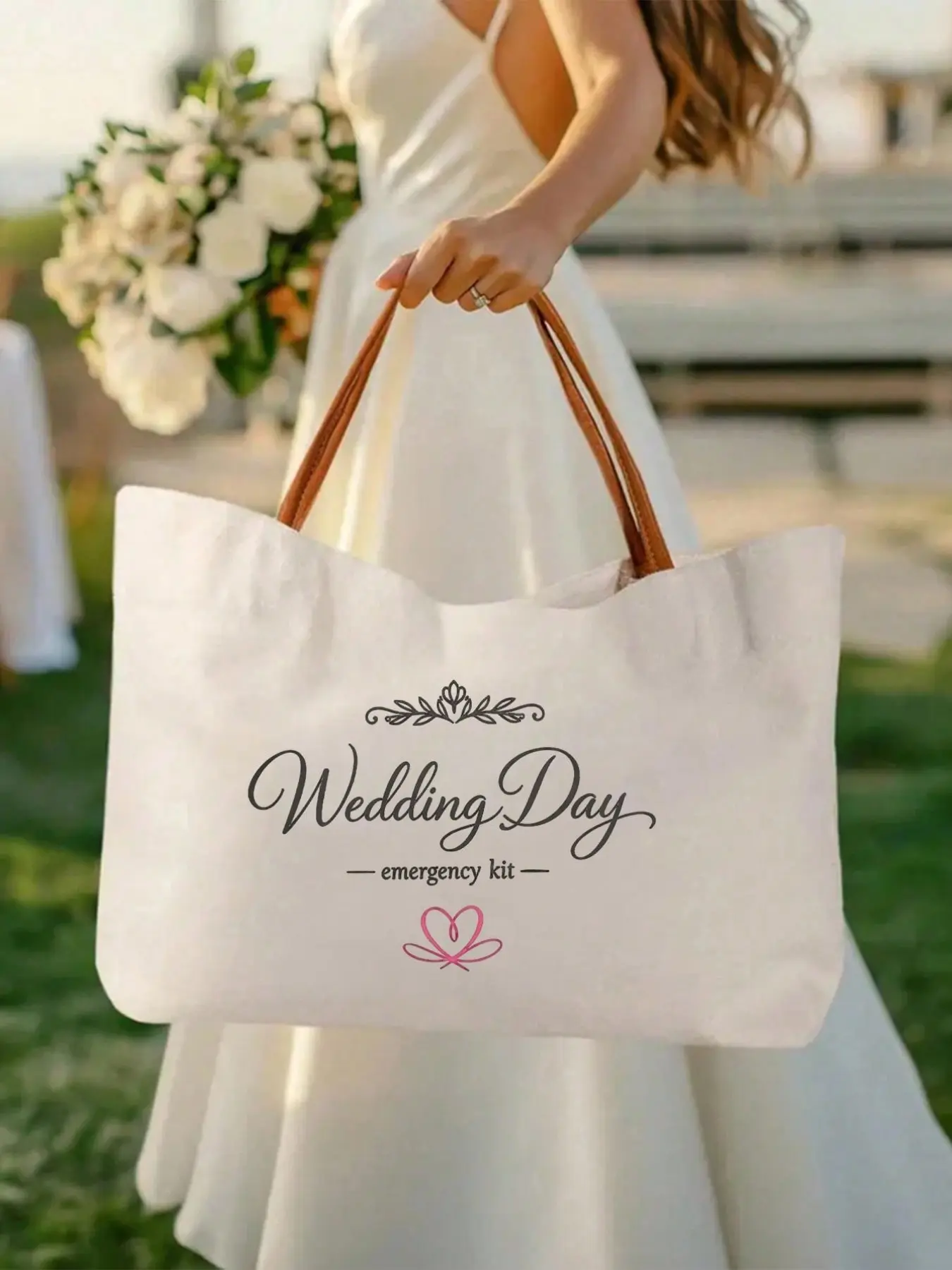 Wedding Day Emergency Bag, Canvas Satchel, Large Capacity, /m, Perfect Gift for Bride, Groom, Mother, Party, Celebration, Wedding Essentials