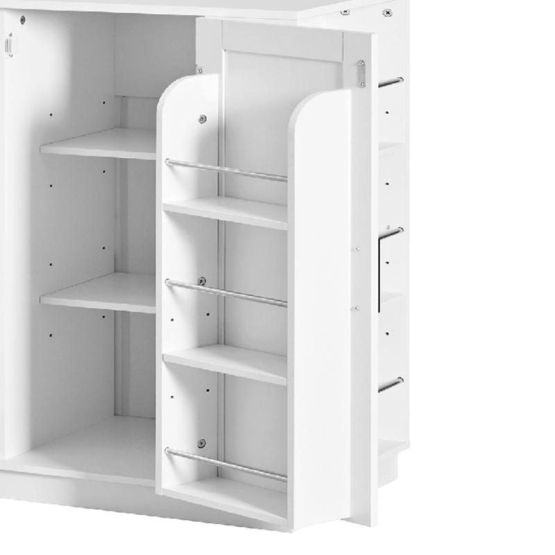 ARCH U_Style 47.2" Kitchen Island with Drop Leaf & Power Outlet, Wine Bar Cabinet with Bottle Rack & Glass Holder, Coffee Bar, 2-Door Buffet Sideboard with Side Shelves, Melamine MDF