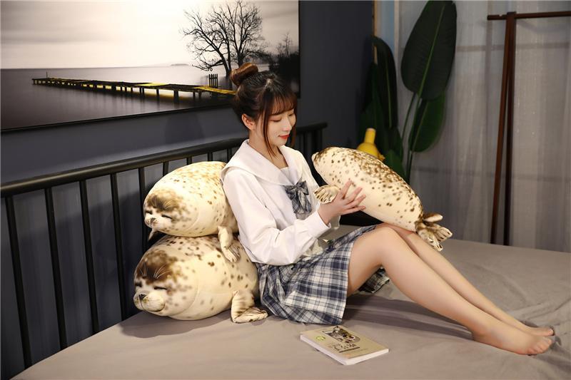 120CM Giant Lovely Sea Lion Plush Toys Kawaii Sea World Animal Seal Throw Pillow Stuffed Sleeping Pillow Doll Kids Birthday Gift
