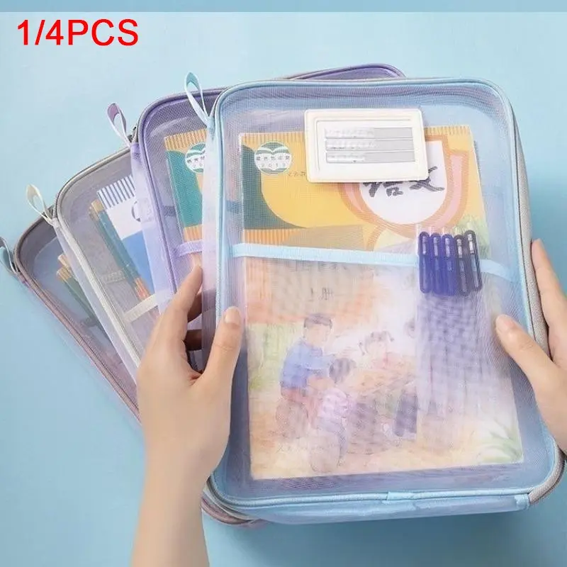 1/4 Pcs Large Capacity A4 File Bags, Portable Handheld Storage Bag, Book Storage Bag, Exam Paper Classification Bag, Multi-Purpose Office Organizer, Filing Organizer