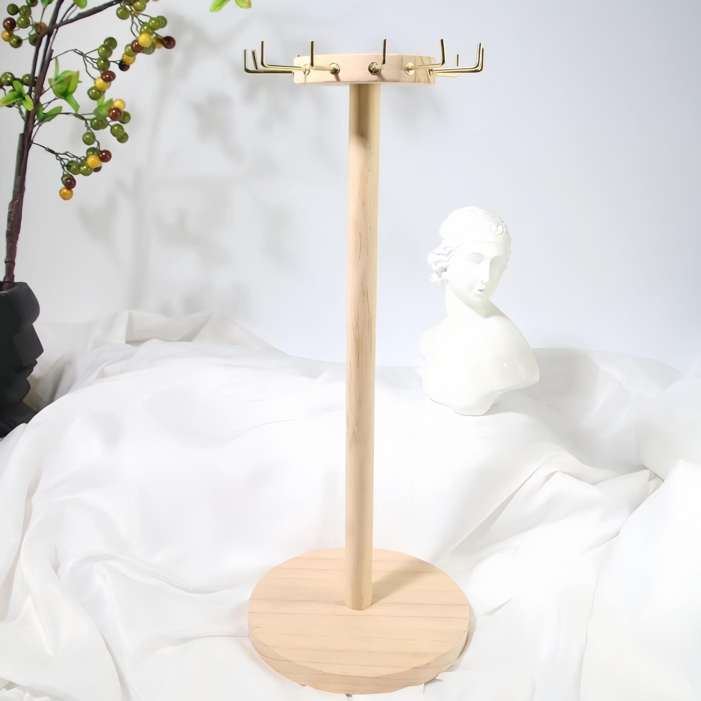 Wooden Jewelry Display Stand without Jewelry, 1 Count Vintage Jewelry Storage Rack, Creative Desktop Jewelry Organizer for Necklace Bracelet