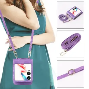 For Tecno Phantom V Flip2 non-slip Crossbody bag Wallet Phone Case for Infinix Zero Flip X6962 Leather Phone Case
