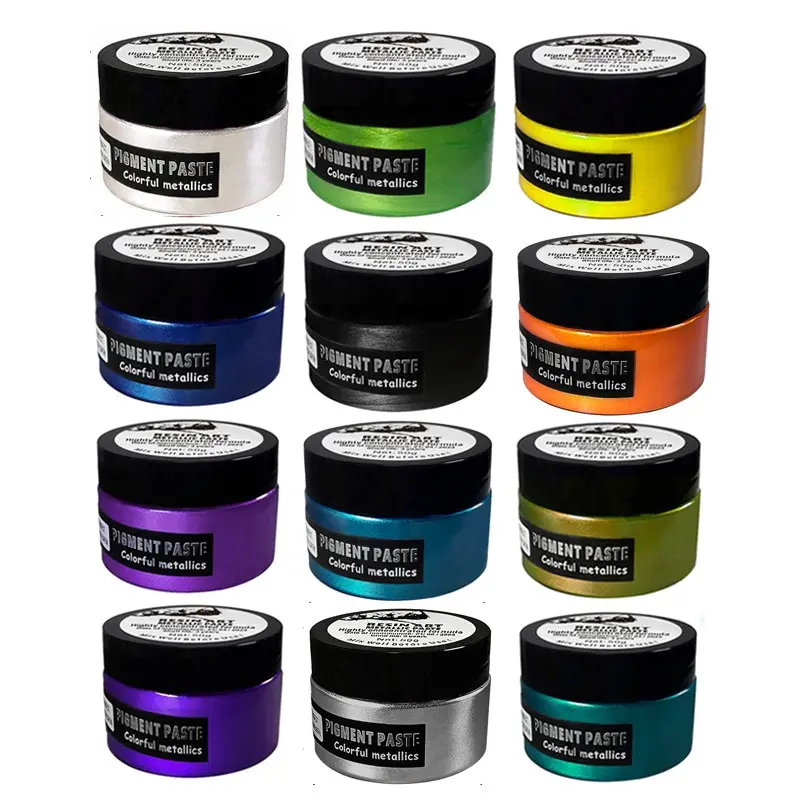 12 Color 50g Epoxy Metal Paste Set, High Gloss Epoxy Metal Pigments for Resin Art, River Table Making, Handmade Jewelry DIY, Artist Supplies