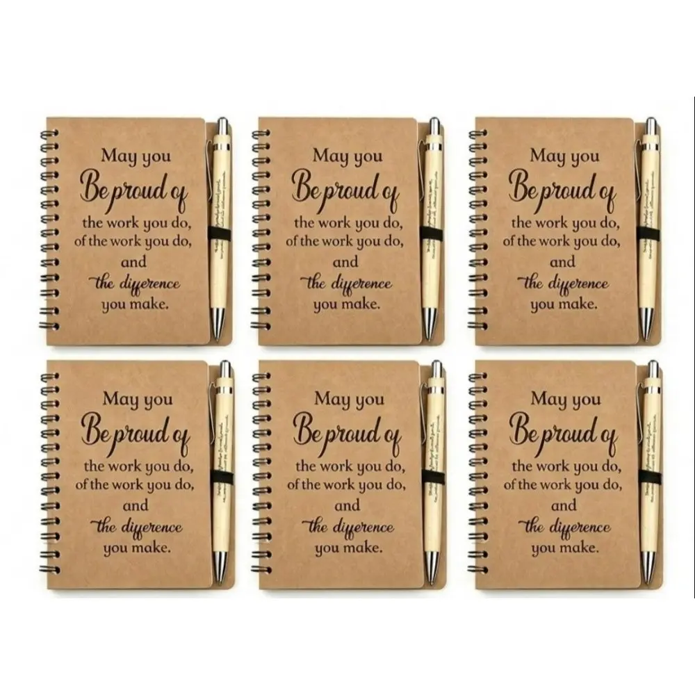 6 Sets Employee Appreciation Gifts, Wholesale Inspirational Spiral Notebook, Includes Sticky Notes and Bamboo Pen, Ideal for Staff Thank You Gifts